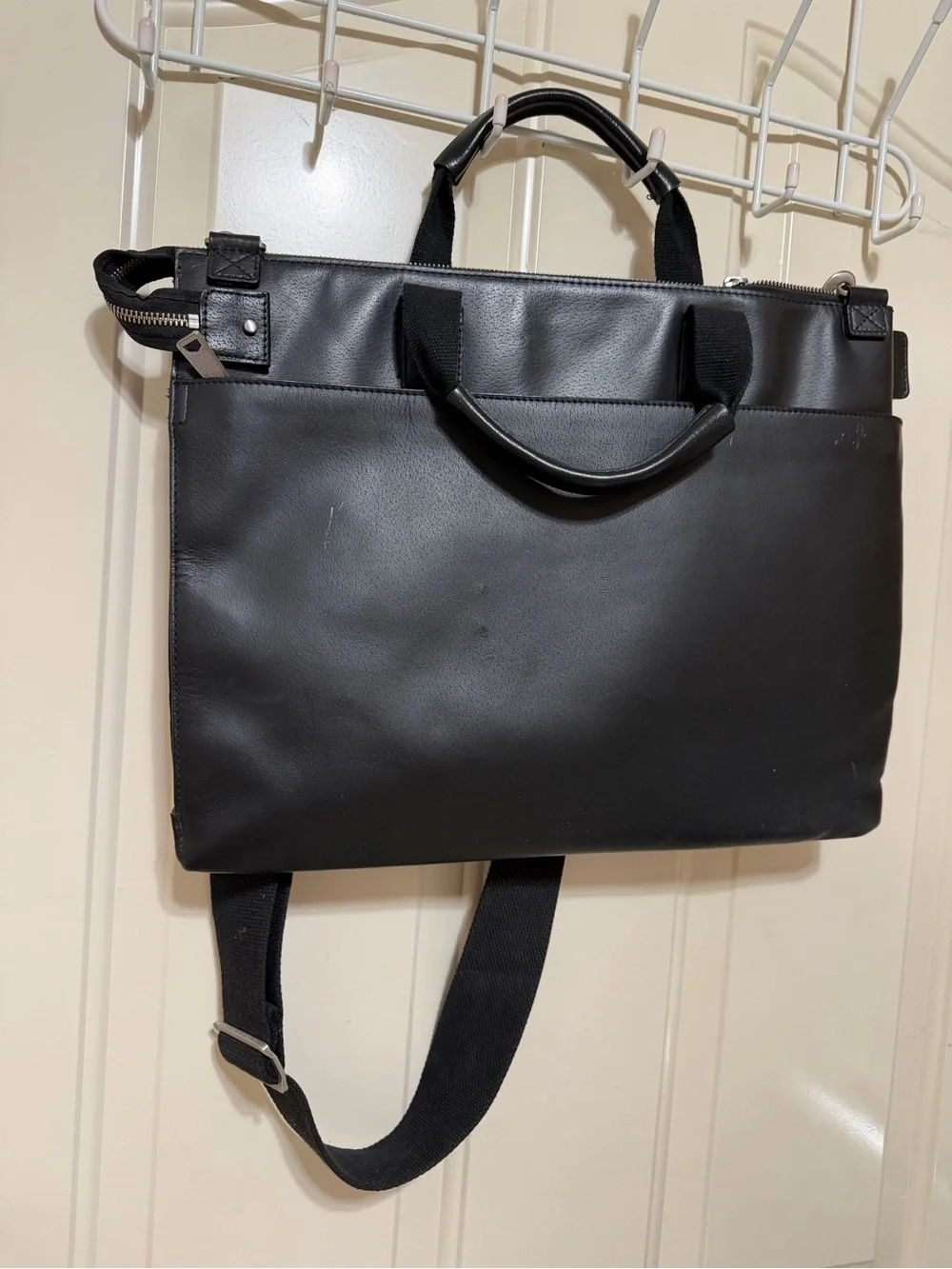 Jack Spade Black Leather Laptop Briefcase